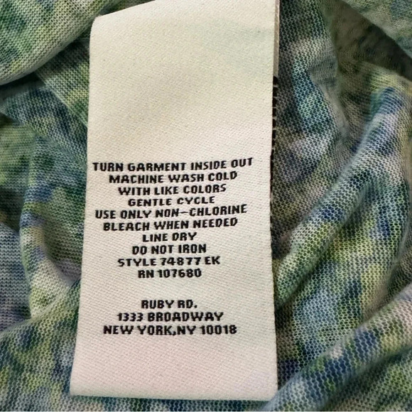 Ruby Rd 1X Shirt Top Blue Paisley Cap Short Sleeve Round Neck Knit Casual Womens - Picture 6 of 6